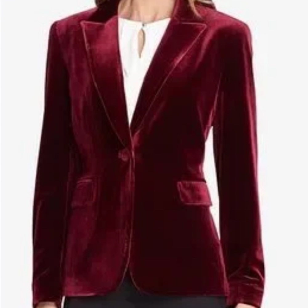 Tahari Velvet Blazer in Burgundy